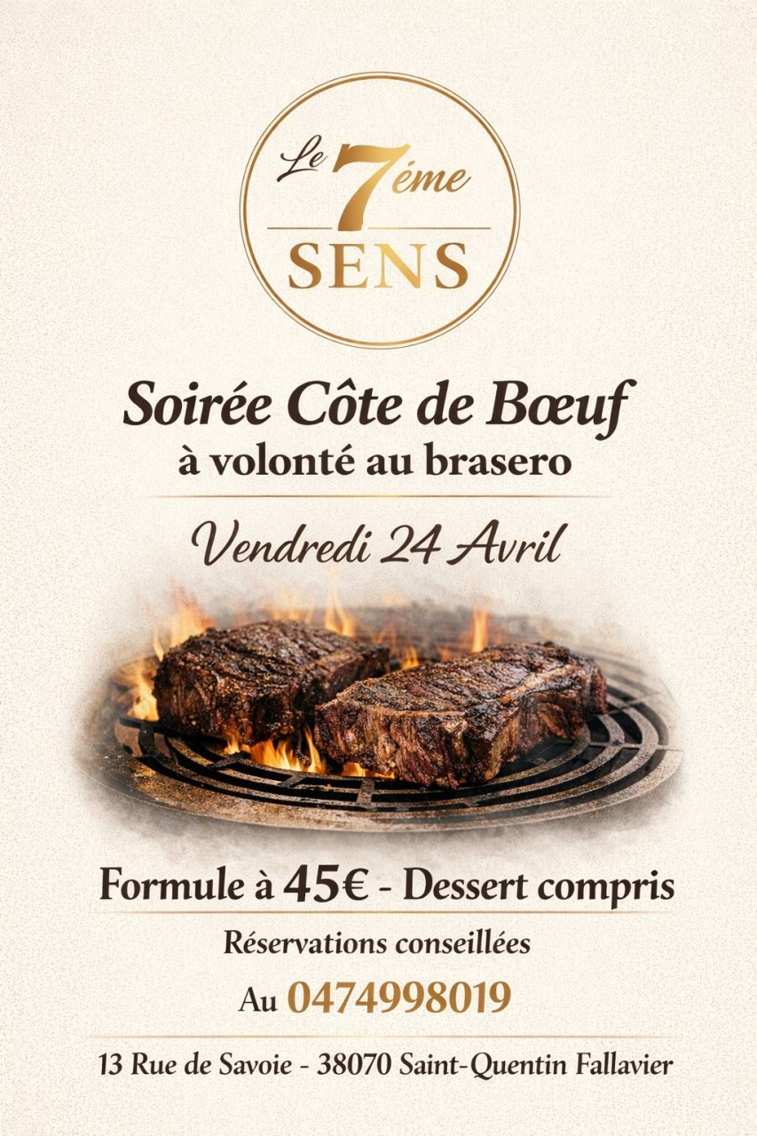 Évènements - Le 7ème Sens - restaurant SAINT-QUENTIN-FALLAVIER - restaurant SAINT-QUENTIN-FALLAVIER